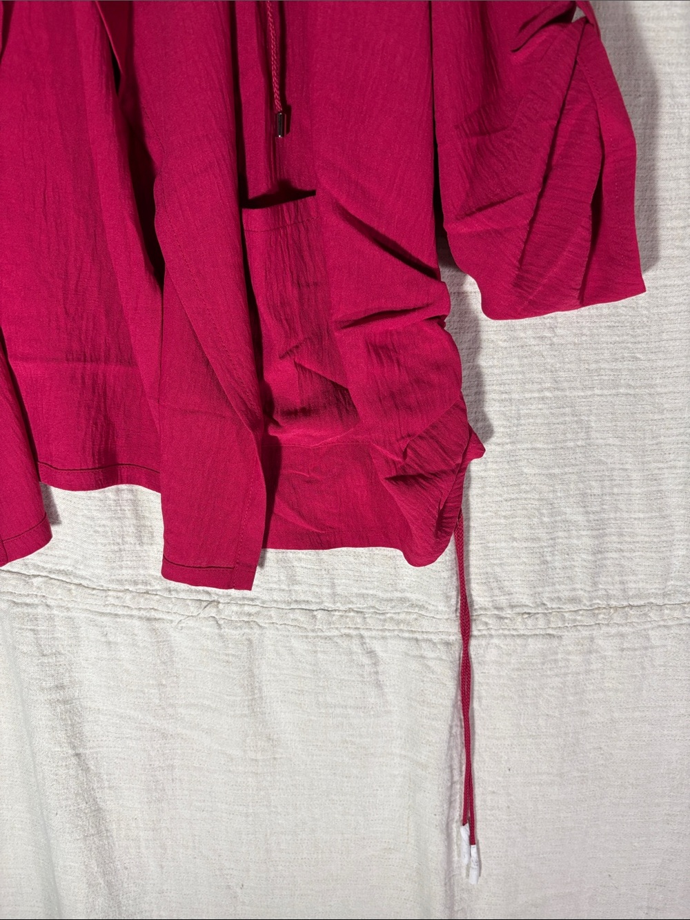 Susan Graver Raspberry Rose Crinkled Woven Drape Front Cardigan NWOT - Picture 6 of 12